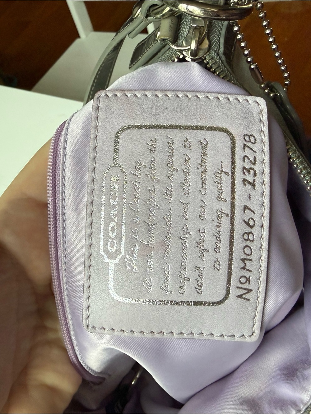 Coach Gray Signature Jacquard Shoulder Bag with Pink Scarf Accent - Picture 8 of 10